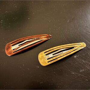 Vintage Goody Yellow Floral Snap Hair Clip Barrette Y2K Retro set of 2